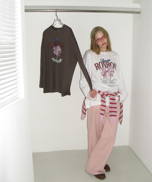 RONRON(ロンロン)の「VINTAGE DOUBLE RIBBON LONG SLEEVE WHITE(Tシャツ/カットソー・レディース・その他・FREE)」の3枚目の写真