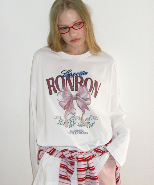 RONRON(ロンロン)の「VINTAGE DOUBLE RIBBON LONG SLEEVE WHITE(Tシャツ/カットソー・レディース・その他・FREE)」の4枚目の写真