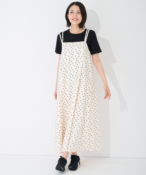 セール】【親子リンク】ドット柄キャミワンピース+インナーセット