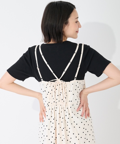 petit main LIEN(プティマインリアン)の「【親子リンク】ドット柄キャミワンピース+インナーセット(ワンピース・レディース・ブラック/キナリ・F)」の12枚目の写真