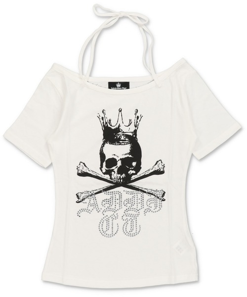 SPINNS(スピンズ)の「ホルターネック半袖カットソー/スカル/平成ギャル(Tシャツ/カットソー・レディース・オフホワイト/ブラック・ONESIZE)」の3枚目の写真