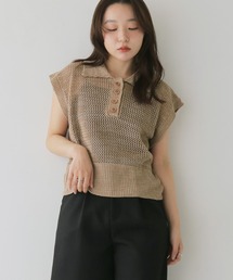 【cheriella】透かし編み半袖ニットプルオーバー OPENWORK SHORT SLEEVE KNIT PULLOVER
