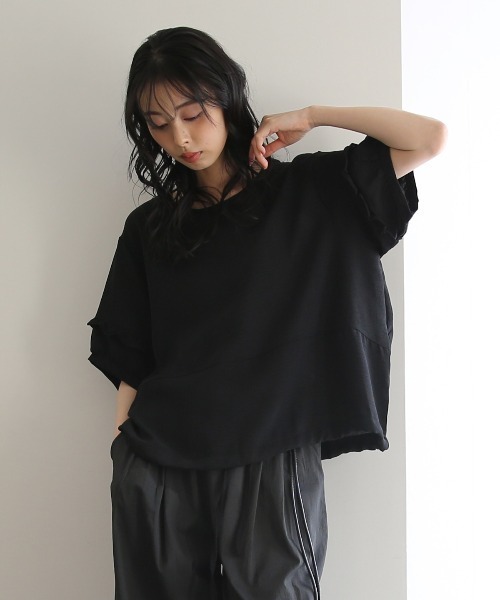 No one knows(ノーワンノーズ)の「ZOZO限定 袖フリルワイドトップス(Tシャツ/カットソー・レディース・ブラック/ホワイト・FREE)」の20枚目の写真