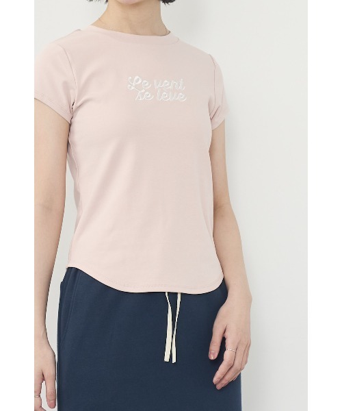 Limue(リミュ)の「刺繍ロゴTee(Tシャツ/カットソー・レディース・チャコールグレー/ホワイト/ピンク・FREE)」の3枚目の写真