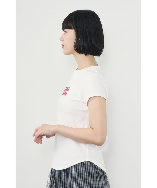 Limue(リミュ)の「刺繍ロゴTee(Tシャツ/カットソー・レディース・チャコールグレー/ホワイト/ピンク・FREE)」の5枚目の写真