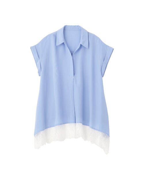 YECCA VECCA（イェッカヴェッカ）の「裾レーススキッパーシャツ（シャツ/ブラウス・レディース・ブルー/オフホワイト/ブラウン・FREE）」の17枚目の写真