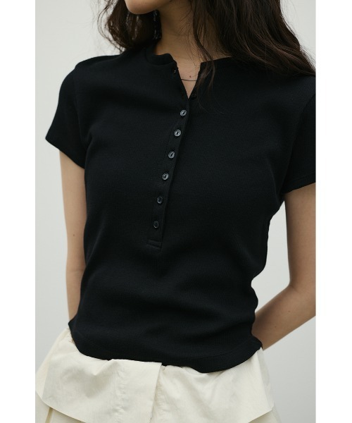 STYLEMIXER（スタイルミキサー）の「ヘンリーネックT（Tシャツ/カットソー・レディース・ホワイト/ミント/ブラック・FREE）」の2枚目の写真