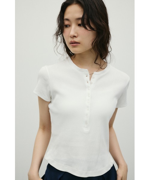 STYLEMIXER（スタイルミキサー）の「ヘンリーネックT（Tシャツ/カットソー・レディース・ホワイト/ミント/ブラック・FREE）」の4枚目の写真