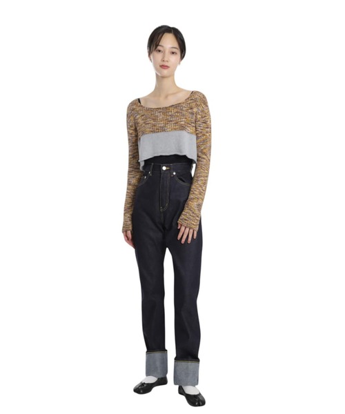 BASERANGE（ベースレンジ）の「BASERANGE / ベースレンジ：WASTE CROPPED SWEATER：PUWC-TC-AU25[ANN]（ニット/セーター・レディース・ブラウン系その他・XS-S）」の2枚目の写真