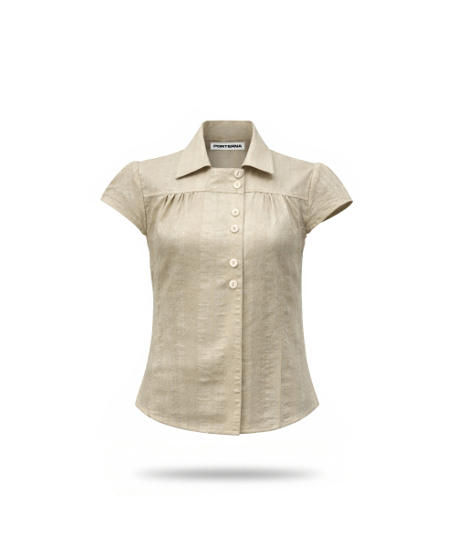 PORTERNA(ポルテナ)の「WRAP BUTTON CAP SLEEVE BLOUSE-BEIGE(シャツ/ブラウス・レディース・その他・OS)」の20枚目の写真