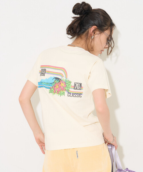 FREAK'S STORE(フリークスストア)の「Ocean Pacific × FREAK'S STORE/オーシャンパシフィック 【Beach & Festival】 HERITAGE RAINBOW Tシャツ(Tシャツ/カットソー・レディース・レモンイエロー/パープル/ブラック・フリ-)」の3枚目の写真
