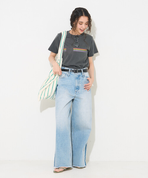 FREAK'S STORE(フリークスストア)の「Ocean Pacific × FREAK'S STORE/オーシャンパシフィック 【Beach & Festival】 HERITAGE RAINBOW Tシャツ(Tシャツ/カットソー・レディース・レモンイエロー/パープル/ブラック・フリ-)」の4枚目の写真