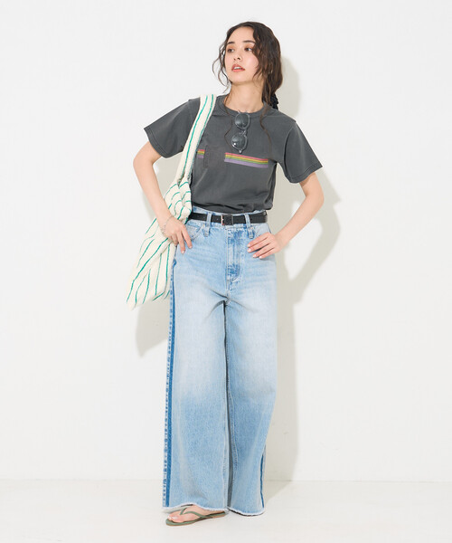 FREAK'S STORE(フリークスストア)の「Ocean Pacific × FREAK'S STORE/オーシャンパシフィック 【Beach & Festival】 HERITAGE RAINBOW Tシャツ(Tシャツ/カットソー・レディース・レモンイエロー/パープル/ブラック・フリ-)」の5枚目の写真