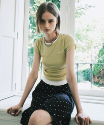 LAYERED SHIRRING SLIM TOP_OLIVE