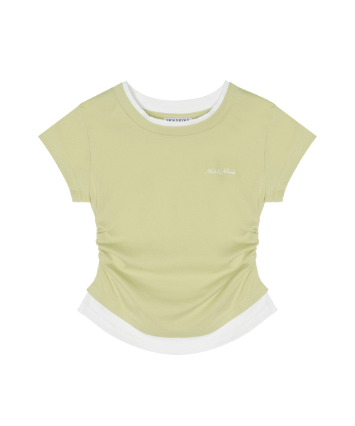 NICK&NICOLE(ニックアンドニコール)の「LAYERED SHIRRING SLIM TOP_OLIVE(Tシャツ/カットソー・レディース・その他・FREE)」の2枚目の写真