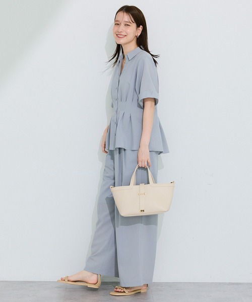 Green　Parks（グリーンパークス）の「SET2点 シャツパンツセットアップ（セットアップ・レディース・サックスブルー/ベージュ/チャコールグレー・FREE）」の6枚目の写真