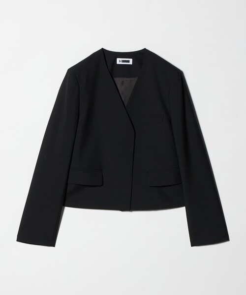 H BEAUTY&YOUTH UNITED ARROWS(エイチビューティーアンドユースユナイテッドアローズ)の「<H>トロピカルクロス Vネック ジャケット(テーラードジャケット・レディース・グレー系/ブラック・S/M)」の2枚目の写真