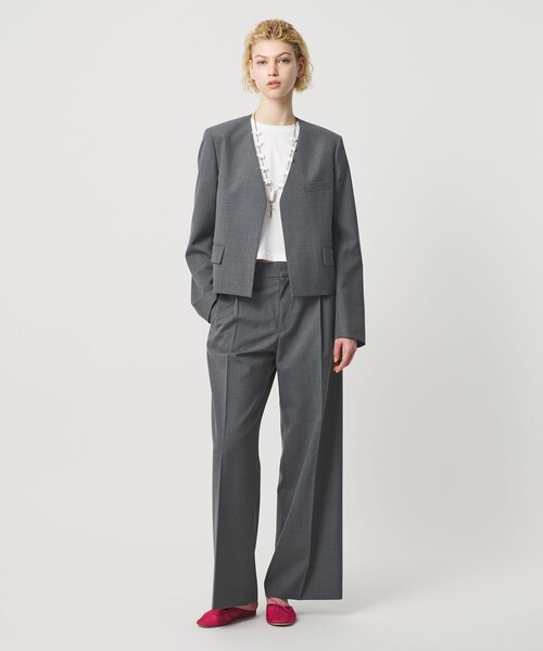 H BEAUTY&YOUTH UNITED ARROWS(エイチビューティーアンドユースユナイテッドアローズ)の「<H>トロピカルクロス Vネック ジャケット(テーラードジャケット・レディース・グレー系/ブラック・S/M)」の4枚目の写真