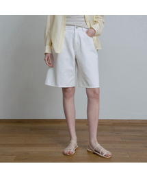 [W]ホワイトデニムステッチショートパンツ