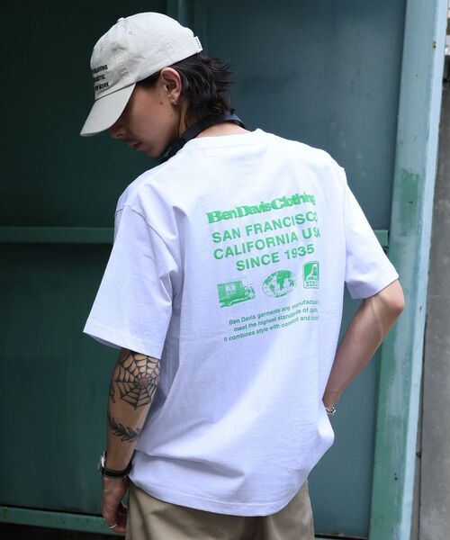 BEN DAVIS(ベンデイビス)の「【BEN DAVIS(ベンデイビス)】 COLOR LOGO TEE / Tシャツ 半袖 クルーネック プリント ワンポイント ユニセックス オーバーサイズ(Tシャツ/カットソー・メンズ・ブラック/ネイビー/ホワイト/サックスブルー・LARGE/MEDIUM/X-LARGE)」の2枚目の写真