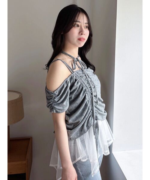 dazzlin（ダズリン）の「ラッピングワンショルリボントップス（Tシャツ/カットソー・レディース・イエロー/オフホワイト/グレー・FREE）」の19枚目の写真