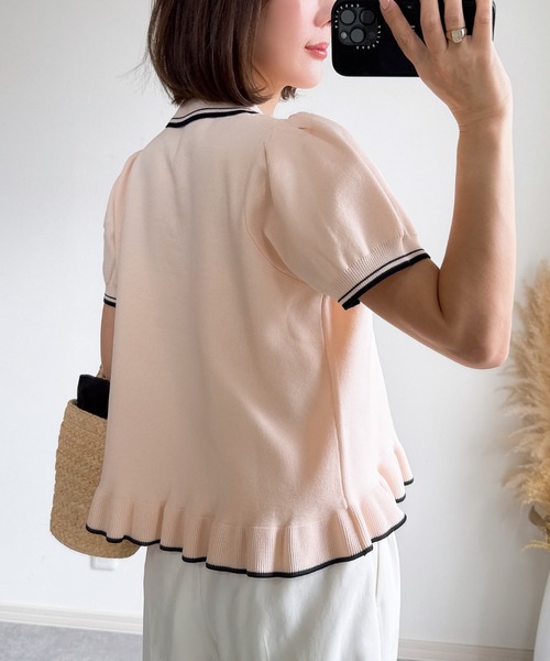 &. NOSTALGIA(アンドドットノスタルジア)の「【ZOZO限定】配色ラインフリルニット(ニット/セーター・レディース・ピンク/ネイビー・M)」の16枚目の写真