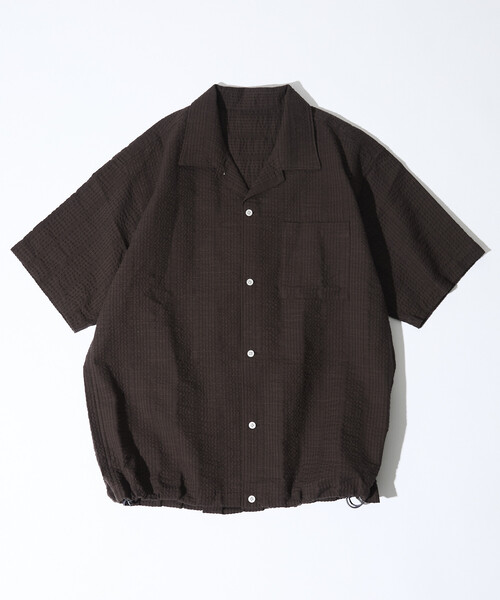 FREAK'S STORE(フリークスストア)の「シアサッカー スピンドル オープンカラー 半袖シャツ(シャツ/ブラウス・メンズ・ブラウン/オフホワイト/ブラック/サックスブルー・MEDIUM/LARGE)」の4枚目の写真