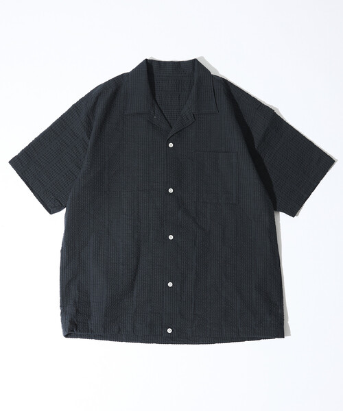 FREAK'S STORE(フリークスストア)の「シアサッカー スピンドル オープンカラー 半袖シャツ(シャツ/ブラウス・メンズ・ブラウン/オフホワイト/ブラック/サックスブルー・MEDIUM/LARGE)」の3枚目の写真