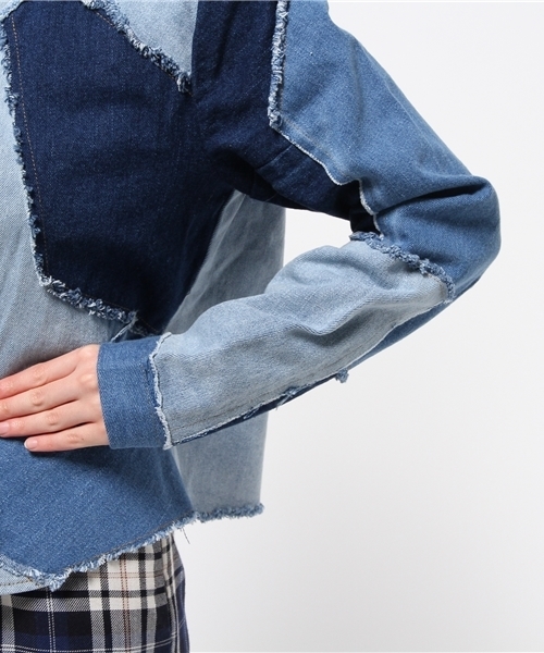 Kastane（カスタネ）の「パッチワークデニムJK（デニムジャケット・レディース・ブルー・FREE）」の4枚目の写真