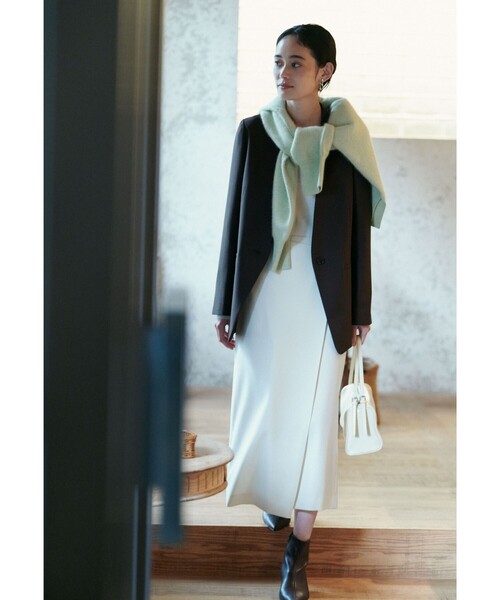 green label relaxing（グリーンレーベルリラクシング）の「［size SHORT/TALLあり］Greed グリード ノーラペル ジャケット ウォッシャブル（ノーカラージャケット・レディース・その他1/モカ/ネイビー・TALL/40/38/36/SHORT）」の4枚目の写真