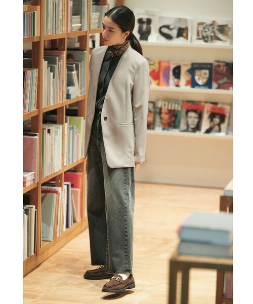 green label relaxing（グリーンレーベルリラクシング）の「［size SHORT/TALLあり］Greed グリード ノーラペル ジャケット ウォッシャブル（ノーカラージャケット・レディース・その他1/モカ/ネイビー・TALL/40/38/36/SHORT）」の8枚目の写真