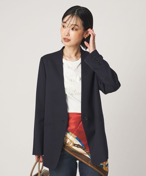 green label relaxing（グリーンレーベルリラクシング）の「［size SHORT/TALLあり］Greed グリード ノーラペル ジャケット ウォッシャブル（ノーカラージャケット・レディース・その他1/モカ/ネイビー・TALL/40/38/36/SHORT）」の11枚目の写真