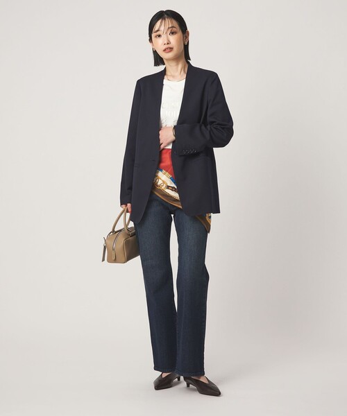 green label relaxing（グリーンレーベルリラクシング）の「［size SHORT/TALLあり］Greed グリード ノーラペル ジャケット ウォッシャブル（ノーカラージャケット・レディース・その他1/モカ/ネイビー・TALL/40/38/36/SHORT）」の14枚目の写真