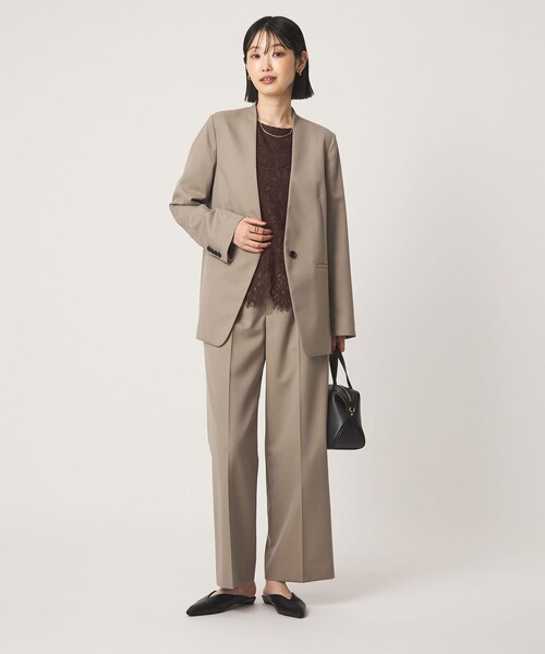 green label relaxing（グリーンレーベルリラクシング）の「［size SHORT/TALLあり］Greed グリード ノーラペル ジャケット ウォッシャブル（ノーカラージャケット・レディース・その他1/モカ/ネイビー・TALL/40/38/36/SHORT）」の4枚目の写真