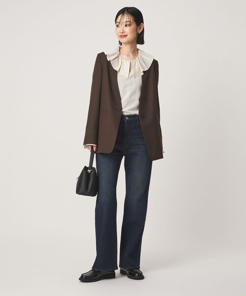 green label relaxing（グリーンレーベルリラクシング）の「［size SHORT/TALLあり］Greed グリード ノーラペル ジャケット ウォッシャブル（ノーカラージャケット・レディース・その他1/モカ/ネイビー・TALL/40/38/36/SHORT）」の8枚目の写真