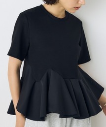 AZUL BY MOUSSY（アズールバイマウジー）の「フレアヘムペプラムカットトップス 夏服 秋服 半袖 ウエストカバー 体系カバー（Tシャツ/カットソー）」