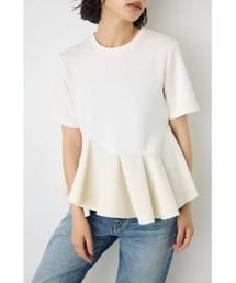 AZUL BY MOUSSY（アズールバイマウジー）の「フレアヘムペプラムカットトップス 夏服 秋服 半袖 ウエストカバー 体系カバー（Tシャツ/カットソー）」