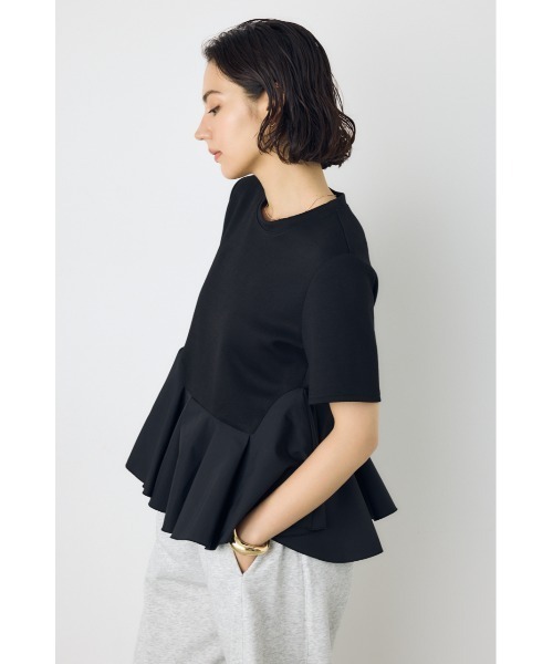 AZUL by moussy(アズールバイマウジー)の「【身長/骨格別着用画像あり】フレアヘムペプラムカットトップス 夏服 秋服 半袖 ウエストカバー 体系カバー ペプラムトップス(Tシャツ/カットソー・レディース・マジェンタ/アイボリー/ブラック・FREE)」の12枚目の写真