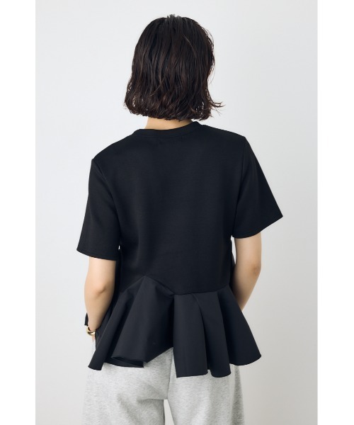 AZUL by moussy(アズールバイマウジー)の「【身長/骨格別着用画像あり】フレアヘムペプラムカットトップス 夏服 秋服 半袖 ウエストカバー 体系カバー ペプラムトップス(Tシャツ/カットソー・レディース・マジェンタ/アイボリー/ブラック・FREE)」の13枚目の写真