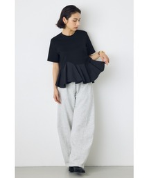 AZUL BY MOUSSY（アズールバイマウジー）の「フレアヘムペプラムカットトップス 夏服 秋服 半袖 ウエストカバー 体系カバー（Tシャツ/カットソー）」
