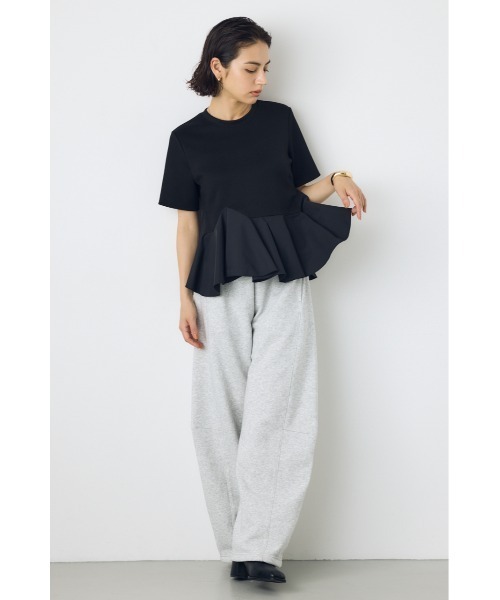 AZUL by moussy(アズールバイマウジー)の「【身長/骨格別着用画像あり】フレアヘムペプラムカットトップス 夏服 秋服 半袖 ウエストカバー 体系カバー ペプラムトップス(Tシャツ/カットソー・レディース・マジェンタ/アイボリー/ブラック・FREE)」の14枚目の写真