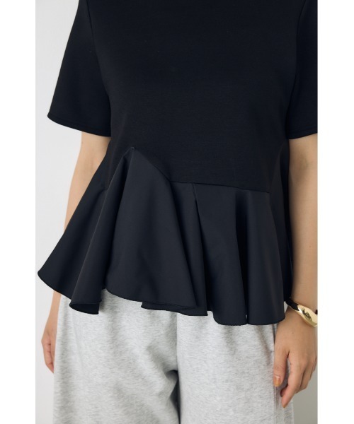 AZUL by moussy(アズールバイマウジー)の「【身長/骨格別着用画像あり】フレアヘムペプラムカットトップス 夏服 秋服 半袖 ウエストカバー 体系カバー ペプラムトップス(Tシャツ/カットソー・レディース・マジェンタ/アイボリー/ブラック・FREE)」の17枚目の写真