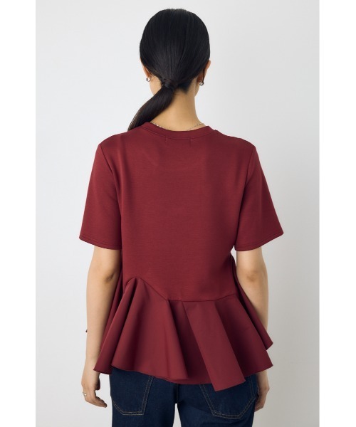 AZUL by moussy(アズールバイマウジー)の「【身長/骨格別着用画像あり】フレアヘムペプラムカットトップス 夏服 秋服 半袖 ウエストカバー 体系カバー ペプラムトップス(Tシャツ/カットソー・レディース・マジェンタ/アイボリー/ブラック・FREE)」の21枚目の写真