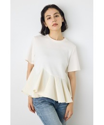 AZUL BY MOUSSY（アズールバイマウジー）の「フレアヘムペプラムカットトップス 夏服 秋服 半袖 ウエストカバー 体系カバー（Tシャツ/カットソー）」