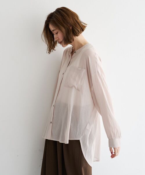 YECCA VECCA(イェッカヴェッカ)の「ドライタッチシアーバンドカラーシャツ(シャツ/ブラウス・レディース・ブラック/グレイッシュベージュ/ブラウン・FREE)」の15枚目の写真