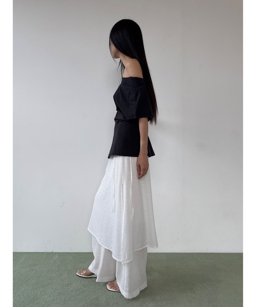 Didot.showroom(ディドット ショールーム)の「リンクルスリットスカートレイヤードパンツ(その他パンツ・レディース・ブラック/アイボリー/ベージュ・FREE)」の5枚目の写真