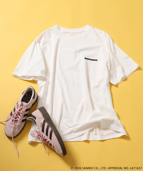 sanrio（サンリオ）の「SANRIO/サンリオ ”HAPIDANBUI” 目隠しコミック柄 プリントTシャツ/ハピダンブイ（Tシャツ/カットソー・レディース・レモンイエロー/チャコール/オフホワイト・ﾌﾘ-）」の18枚目の写真