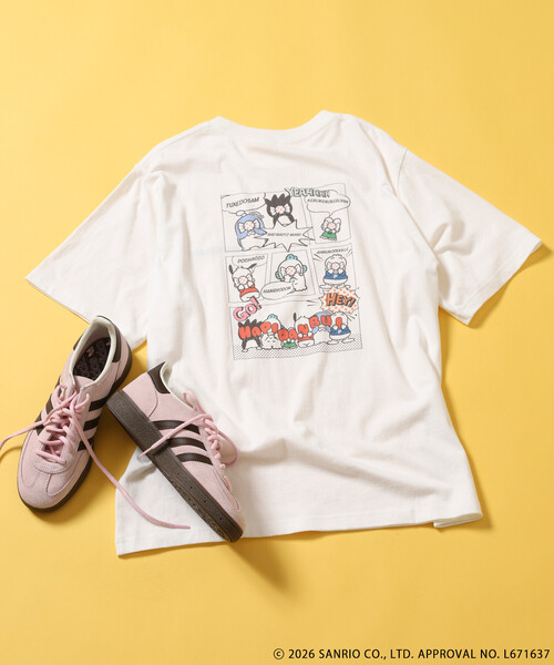 sanrio（サンリオ）の「SANRIO/サンリオ ”HAPIDANBUI” 目隠しコミック柄 プリントTシャツ/ハピダンブイ（Tシャツ/カットソー・レディース・レモンイエロー/チャコール/オフホワイト・ﾌﾘ-）」の20枚目の写真