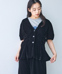 JEANASIS | パフスリーブシアーベロアジャケットSS/1046475(ノーカラーコート)