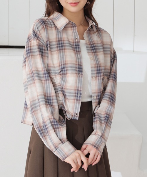 Honeys(ハニーズ)の「ドロストショート丈シャツ(シャツ/ブラウス・レディース・ブラック系その他2/ブラウン系その他2/ベージュ系その他2/ネイビー系1・L/M/S)」の11枚目の写真